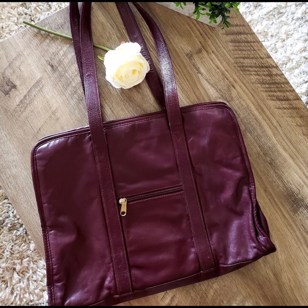 TUMI Burgundy Leather Bag Computer Briefcase 💼